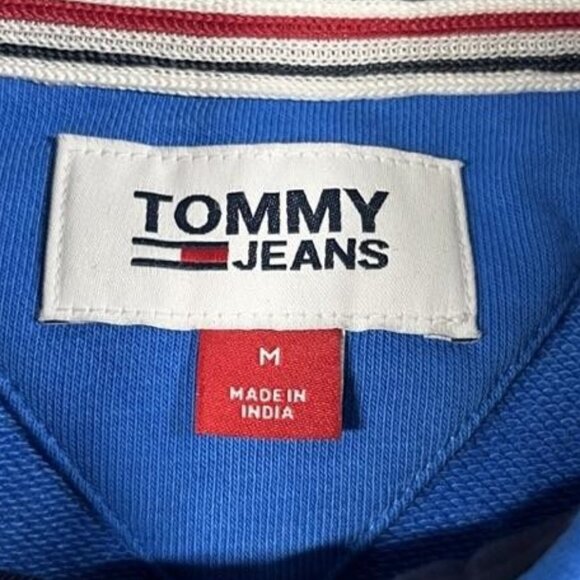 Tommy Hilfiger Sweatshirt Mens Medium Red Blue Colorblock Pullover 1/4 Zip - Picture 3 of 12